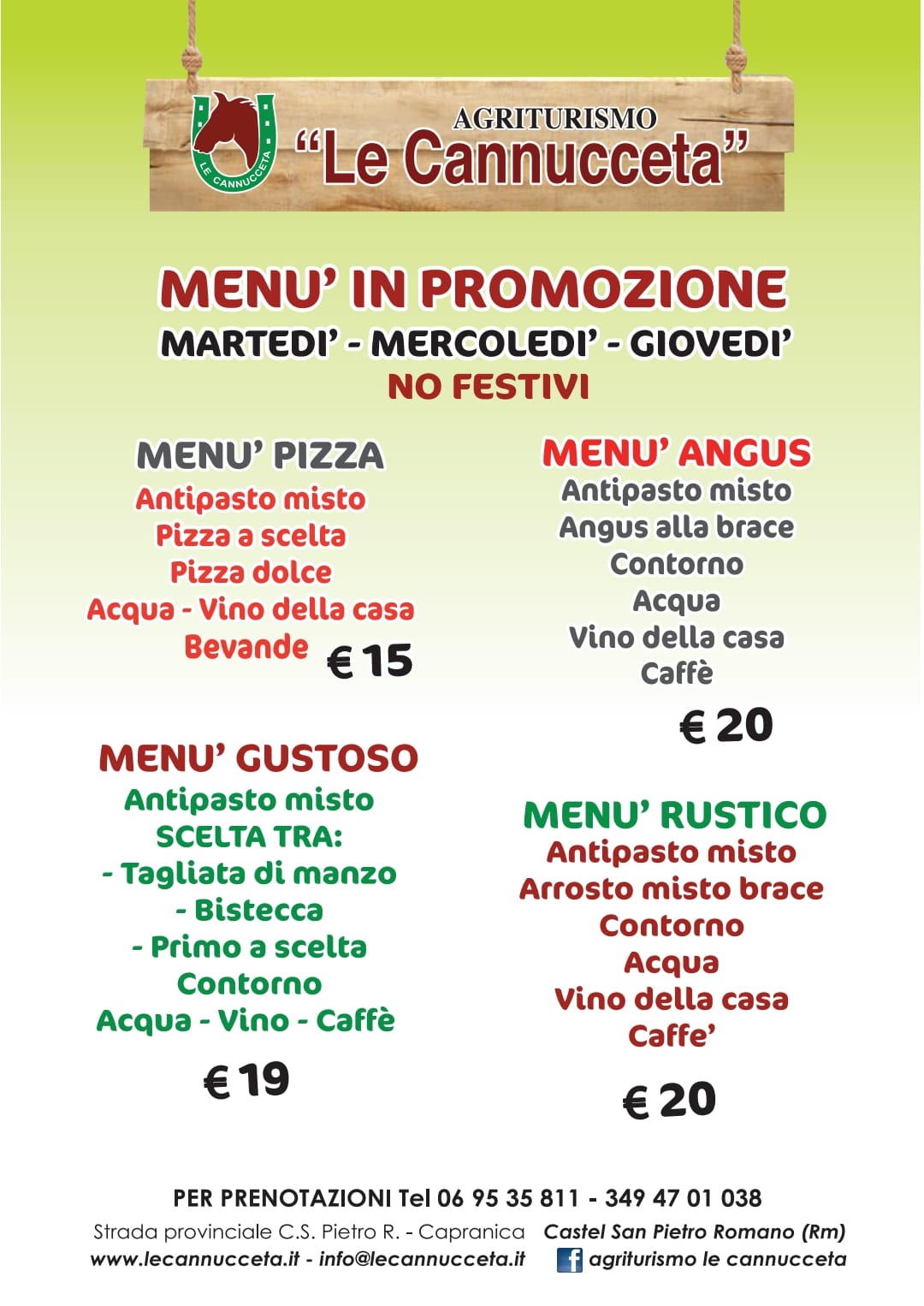 Menù in promozione 2022