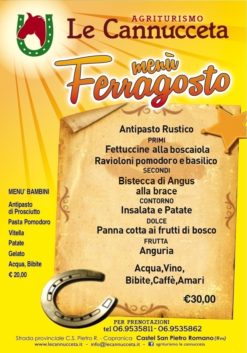 Menu Ferragosto 2016