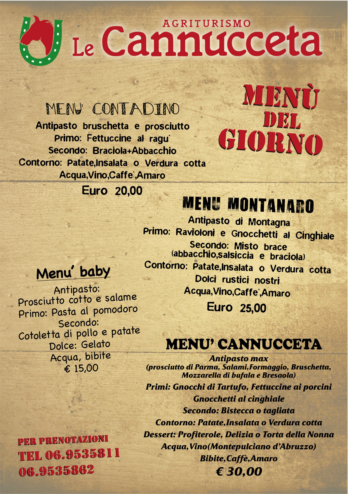 menu del giorno