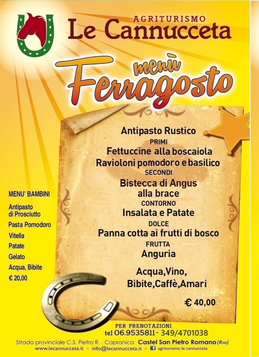 Menù Ferragosto 2022